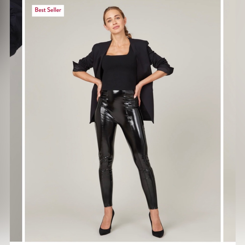 Brand new SPANX Faux Patent Leather Leggings, Petite M